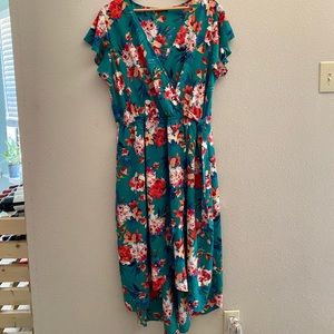 Scobe - green / floral maxi dress